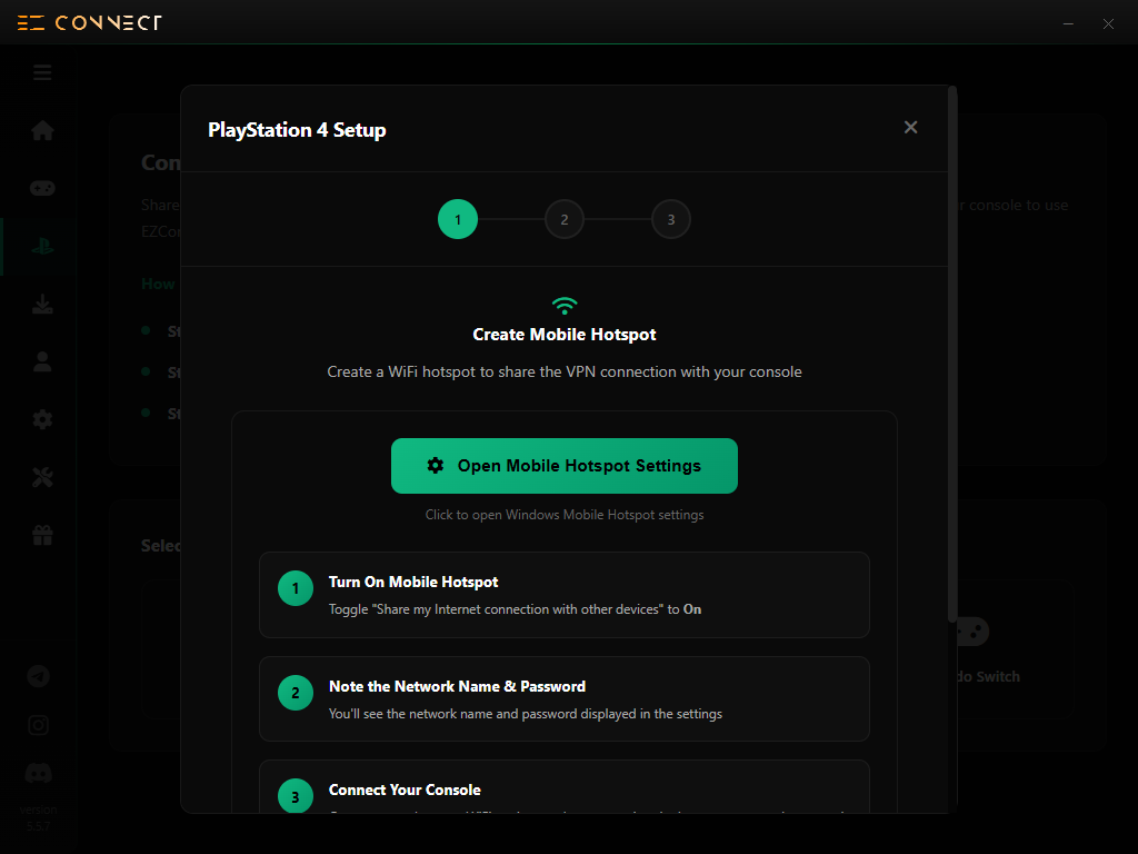 Windows mobile hotspot settings